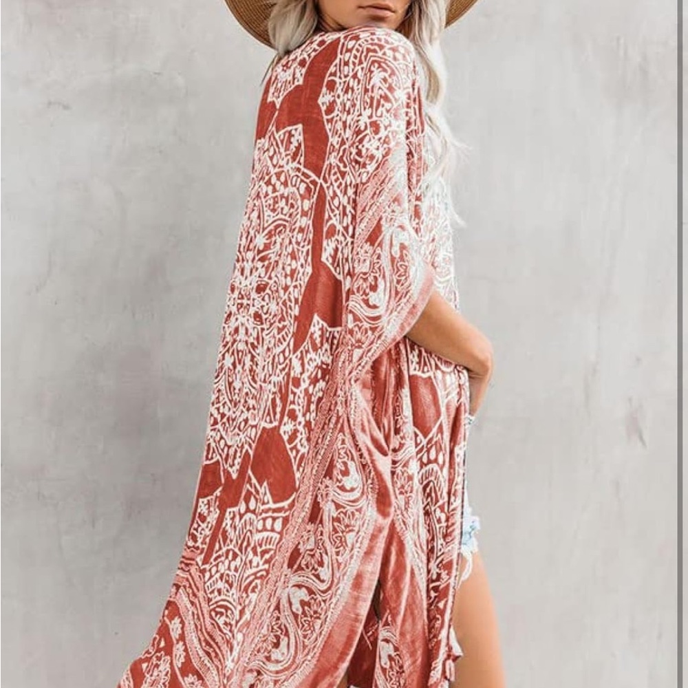 boho Kimonos for Women Casual Swimsuit Coverup Lightweight Boho Kimono Cardigans